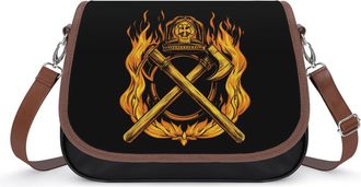 Generic Fireman Firefighter Crossbody Bag Womens Handbag PU Message Bags Shoulder Purse with Adjustable Strap