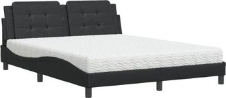 vidaXL Vidaxl - Cama Con Colch&oacute;n Cuero Sint&eacute;tico Negro 160x200 Cm