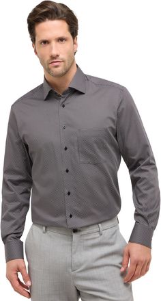 Eterna overhemd grijze print Modern Fit