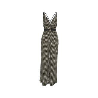 Elisabetta Franchi Zwarte V-hals Jumpsuit met Gouden Details - Dames - Jumpsuits - Zwart - XS - Jumpsuits & Playsuits