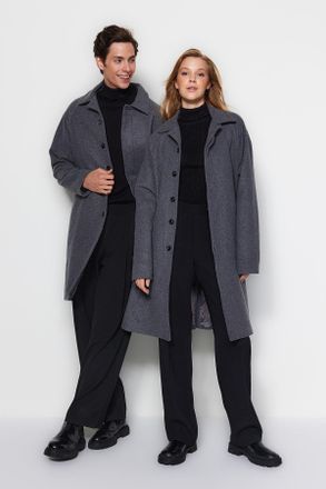 Trendyol MAN Unisex Grijs Effen Lang Regular fit Jassen