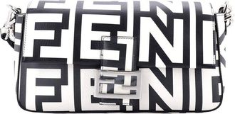 Fendi Fendi White & Black Printed Calfskin Leather X Marc Jacobs Baguette Nm, Never Carried (Authentic Pre-Loved)