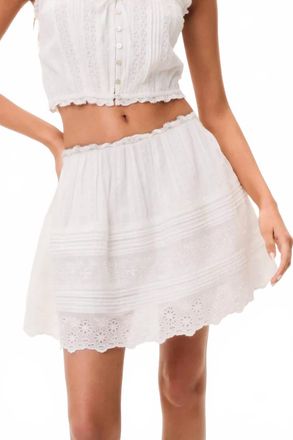 LoveShackFancy Womens Sani Cotton Victorian Mini Skirt In White