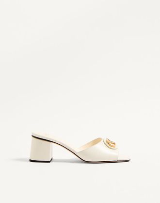 Valentino Garavani VLogo Signature Slide Sandal In Calfskin 60Mm Woman IVORY 36.5