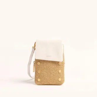 Hammitt Hammitt VIP Mobile Calla Lily White Raffia Brushed Gold MED