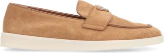 Prada Round Toeline Loafers - Heren - Loafers - Bruin - 41 EU - Su&egrave;de - Schoenen