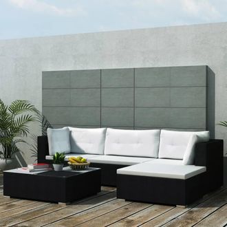 Berkfield Home 5 Piece Garden Lounge Set with Cushions Poly Rattan Black