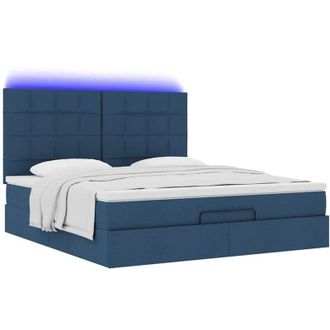 vidaXL Estructura De Cama Otomana Con Colch&oacute;n Tela Azul 180x200cm Vidaxl