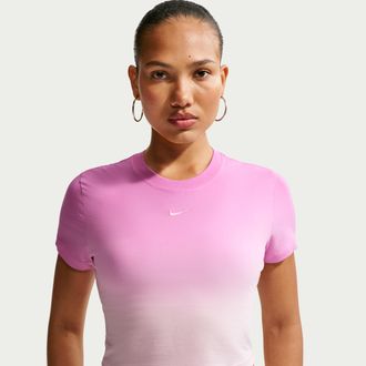 Nike Womens Nike Sportswear Chill Knit Slim Cropped T-Shirt in Purple | II7074-503