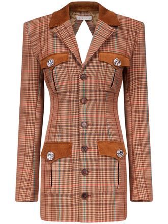 Area open-back blazer dress - women - Wool/Polyester - 4 - Brown