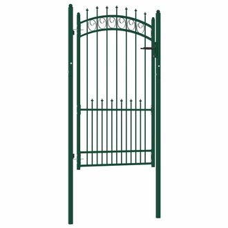 vidaXL Puerta De Valla Con Picos Acero Verde 100x175 Cm Vidaxl