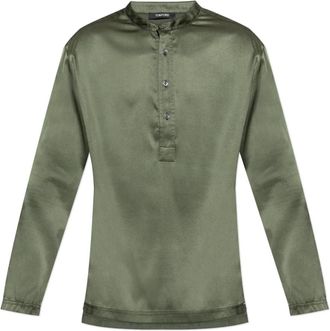 Tom Ford Pyjamashirt - Heren - Pyjama - Groen - S - Satijn - Nachtkleding