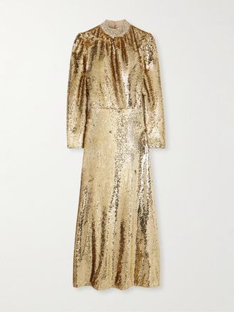 Saloni Abito Midi In Tulle Con Finiture In Seta E Decorazioni Jena - Oro