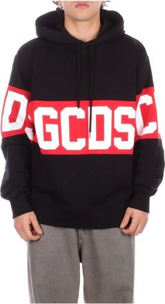 GCDS Gcds, Hoodies & sweatvesten, Heren, Zwart, M, Katoen, Felpa Logo frontale
