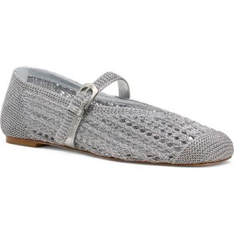 Stuart Weitzman Leora Metallic Mary Jane Flat in Silver at Nordstrom, Size 7.5