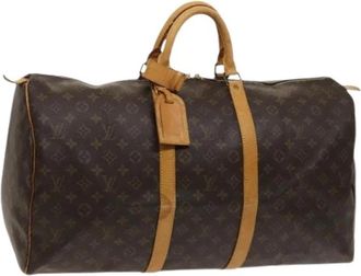Louis Vuitton Tweedehands Canvas Louis Vuitton tassen - Dames - Vintage Weekendtas - Bruin - ONE Size - Vintage