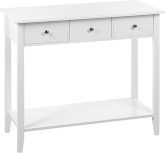 Beliani Beliani - Consola Blanca 90 X 40 Cm Mdf 3 Cajones Estante Patas De Madera Recibidor Galva