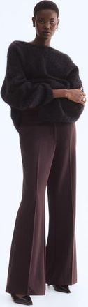 H&M Flared Tailored Trousers in Dark Brown at Nordstrom, Size 16