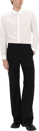 Gucci Mens Tailored Trousers Wool And Silk Black