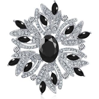 Bling Jewelry Rhodium Plated Large Statement Vintage Style Pin in Black at Nordstrom Rack