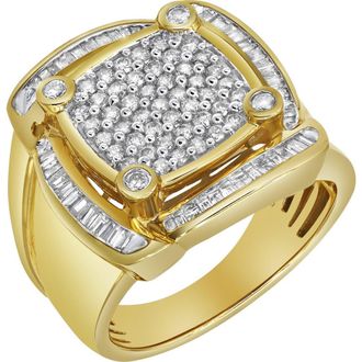 LuvMyJewelry Ice Hurricane 14K Yellow Gold Diamond Men Statement Ring - 1.25ct. at Nordstrom, Size 10