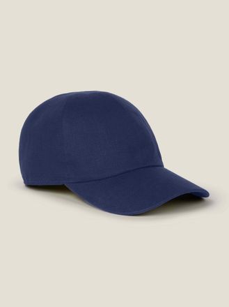 Luca Faloni Navy Blue Linen Baseball Cap