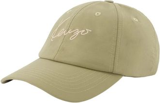 Kenzo Signature Geborduurde Pet - Dames - Petten - Groen - ONE Size - Nylon - Accessoires
