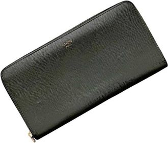 Celine Gray Leather Long Wallet (Bi-Fold) (Pre-Owned)