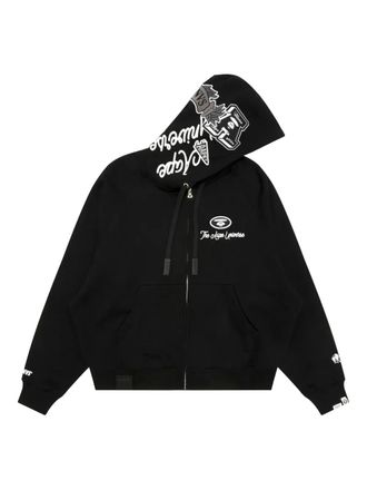 Aape By A Bathing Ape applique zip-up hoodie - men - Cotton/Polyester - S - Black