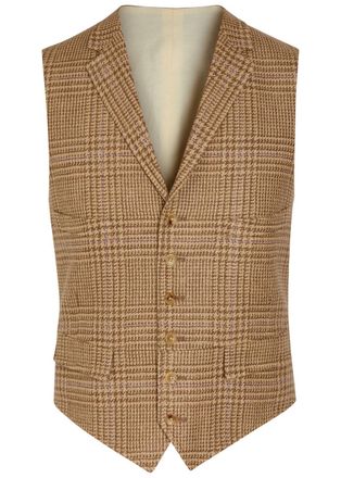 Polo Ralph Lauren Checked Linen-blend Waistcoat - Camel - 54 (IT54 / Xxl)