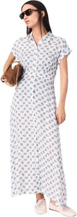 Maje Jacquard print maxi dress in Blue Small Flowers Print at Nordstrom, Size 40 Eu