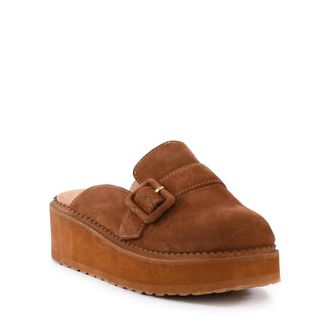 Seychelles Womens Come Together Open Back Platform Mules In Brown Suede