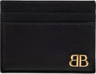 Balenciaga Portacarte in pelle con placca logo - Nero