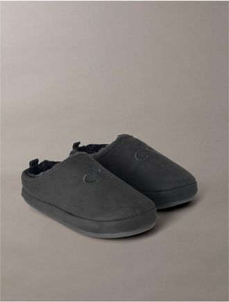 Calvin Klein Womens Womens Monogram Logo Slipper - Black - 10