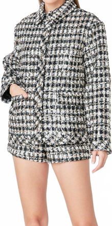 endless rose Sequins Check Jacket In Black White