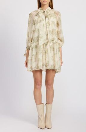 En Saison Leighton Toile Minidress in Cream Olive at Nordstrom Rack, Size Large