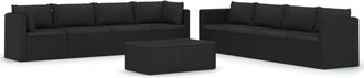 vidaXL Set Muebles De Jard&iacute;n 9 Piezas Y Cojines Rat&aacute;n Sint&eacute;tico Negro Vidaxl
