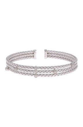 Meshmerise 18K Gold Vermeil Sterling Silver CZ Cuff Bracelet in White at Nordstrom Rack