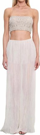 Enza Costa Plisse Palazzo Pant In Champagne