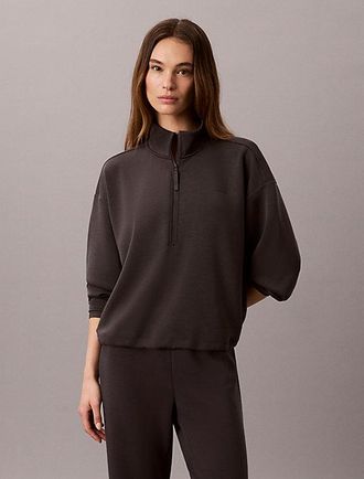 Calvin Klein Sudadera De Punto Liso Con Cremallera De Un Cuarto