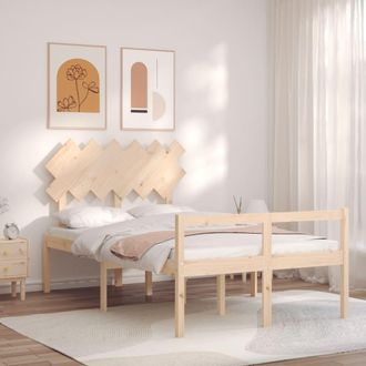 vidaXL Vidaxl - Cama De Matrimonio Personas Mayores Con Cabecero Madera Maciza