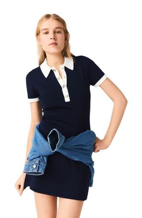 Maje Contrast-trim polo dress in Navy at Nordstrom, Size 42 Eu