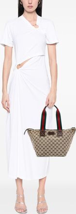 Gucci Pre-owned Womens Gg Canvas Web Tote - Tan Textile - One Size