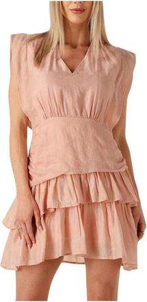 Suncoo Kleedjes, Dames, Roze, M, Katoen, Roze Mini Jurk Cyana Charm