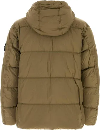 Stone Island Mens Army Green Nylon Down Jacket Giacche E Gilet