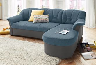 Domo Collection Ecksofa »Elva, zeitlose Formensprache, elegante Rückensteppung, L-Form« wahlweise mit Bettfunktion und Federkern