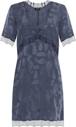 Zadig&Voltaire Redoxa Zijden Jurk - Dames - Korte kleedjes - Blauw - XS - Leer - Kleedjes