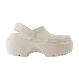 Crocs Womens Stomp Clog White Synthetic Slippers