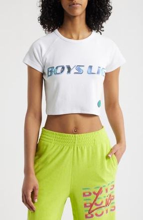 Boys Lie Gotta Jet All Yours Crop Graphic T-Shirt in White at Nordstrom Rack, Size Medium