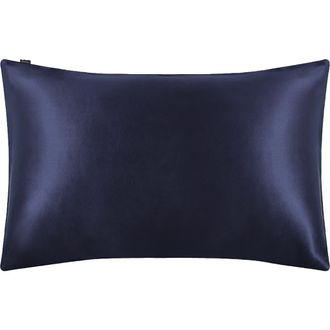 LilySilk Pure Mulberry Silk Terse Envelope Luxury Pillowcase in Dark Blue at Nordstrom, Size Standard